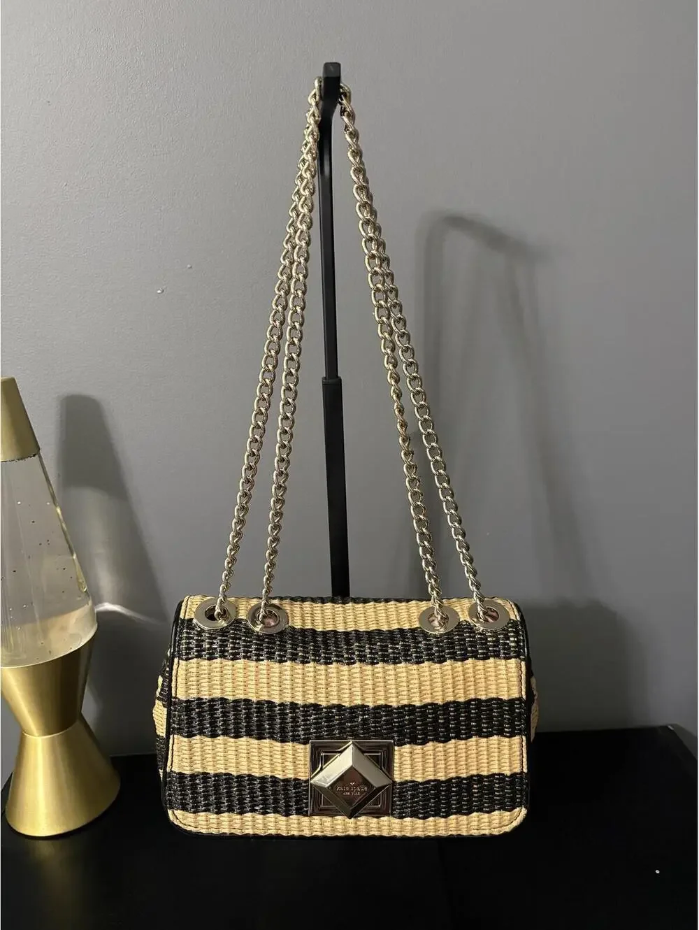 Kate Spade Evelyn Striped Crochet Raffia Shoulder
